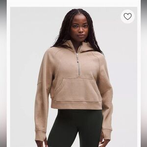 Lululemon cropped scuba half zip hoodie in brown